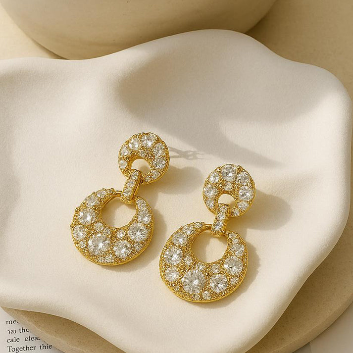 Gold Circle Drop Earrings – Luxe Mulher Glamour